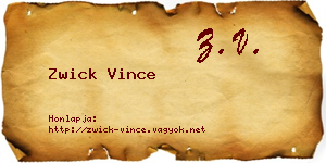 Zwick Vince névjegykártya
